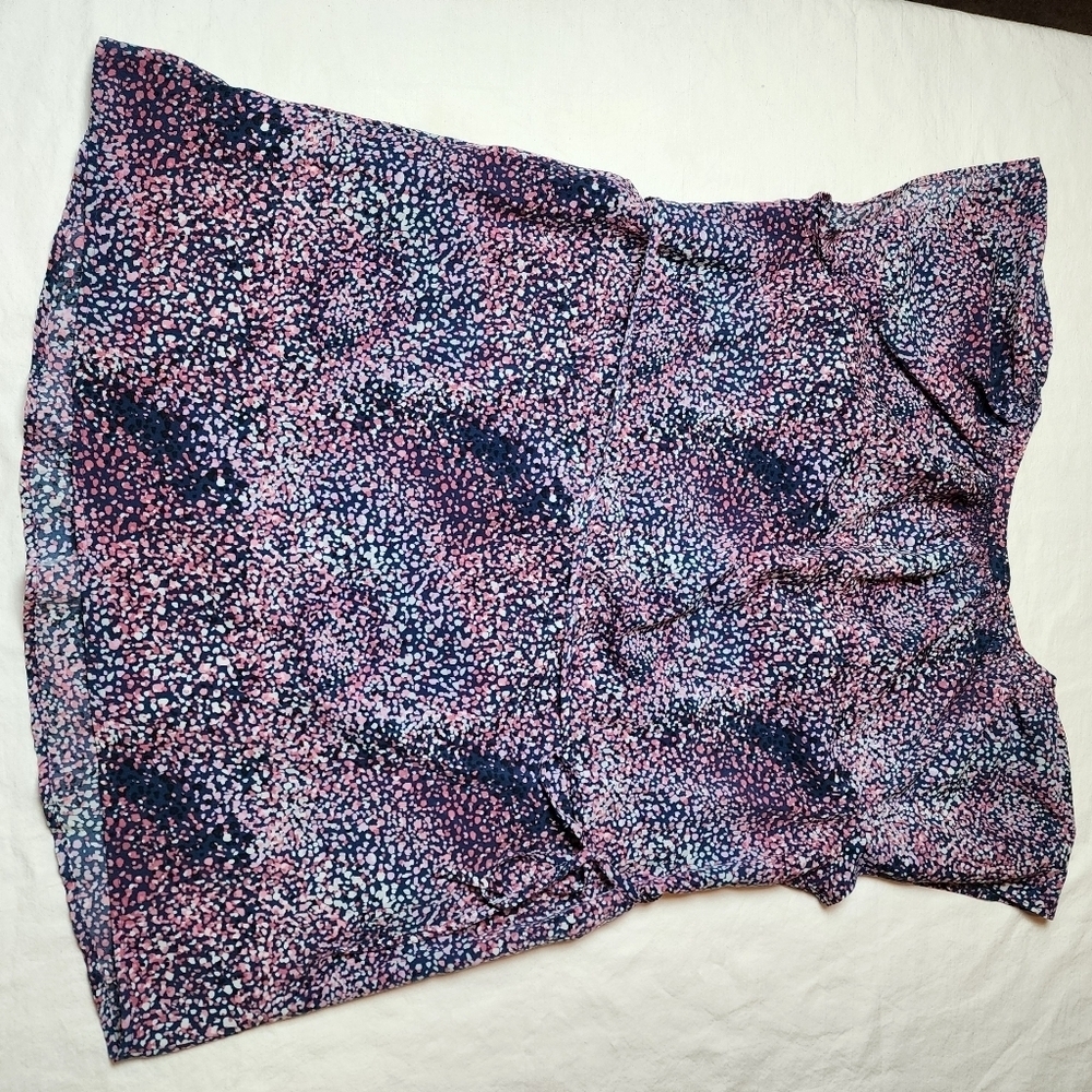 Motherhood Maternity Small Petite Pink and Blue Patterned Blouse Top With Tie - Picture 8 of 10